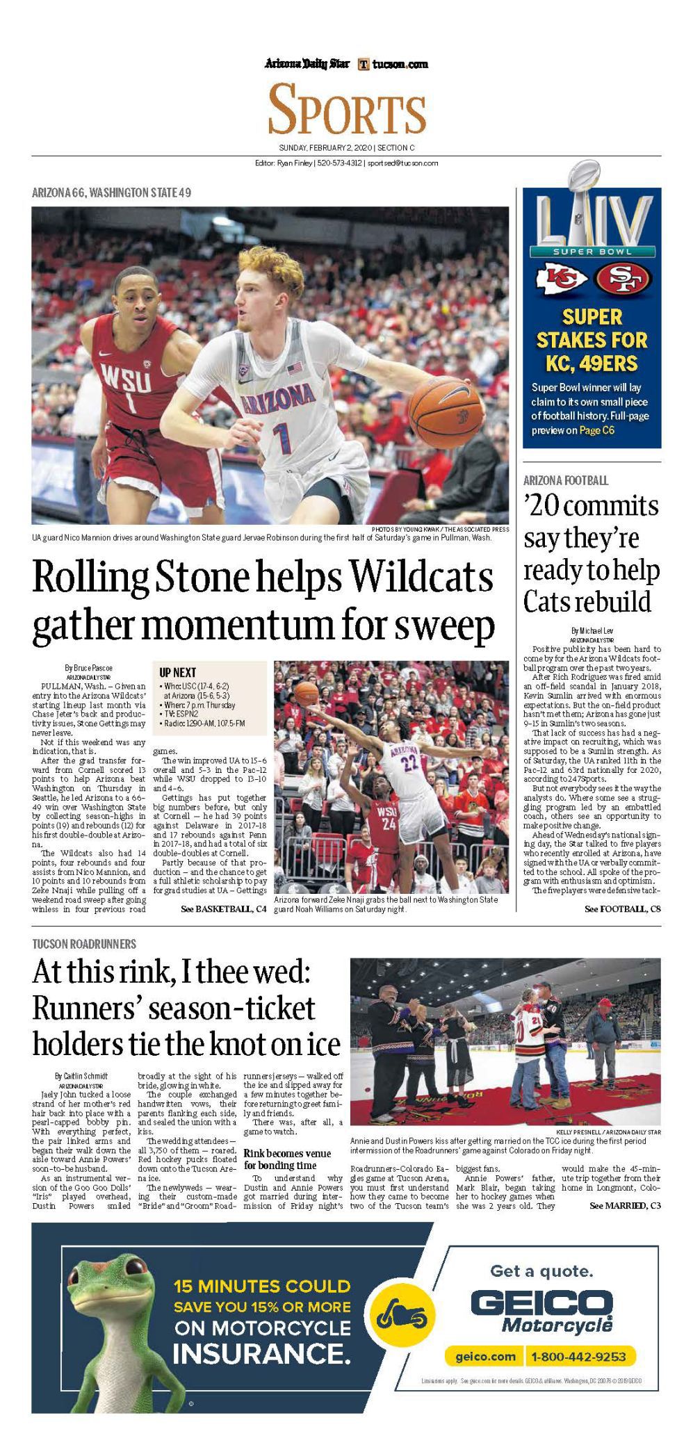 University of Arizona basketball covers, 2020, WSU